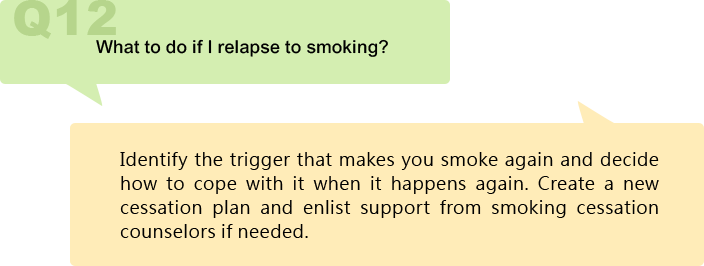 What to do if I relapse to smoking?
Identify the trigger that makes you smoke again and decide how to cope with it when it happens again. Create a new cessation plan and enlist support from smoking cessation counselors if needed.